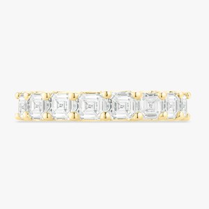 แหวนแต่งงานแบบครึ่งวงประดับเพชรแล็บโกรว์ทรง Asscher น้ำหนัก 2.50 กะรัต ทองคำแท้ 14K 18K แบบหนามเตย ดีไซน์เรียบหรู ประกายระยิบระยับ สามารถสวมซ้อนกันได้ - Product Image 5