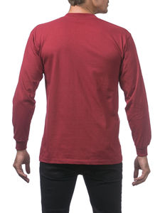 Camiseta de Manga Larga para Hombre, Cuello Redondo, Corte Regular, Color Gris Sólido, Informal, 220 Gramos, Transpirable - Product Image 5
