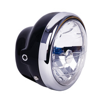 Phare avant de moto JY-18M4, boîtier en fer, verre diamant, chrome classique et noir, 6V/12V, 1 lentille de remplacement