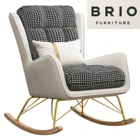 Chaise à bascule en vente chaude pour la chambre d'enfant, chaise à bascule avec dossier haut, accoudoirs et coussin rembourré, chaise à bascule pour chambre d'enfant
