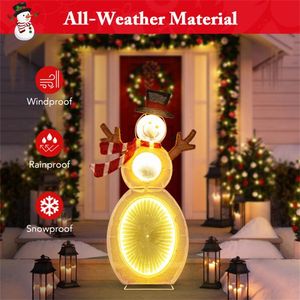 Décoration de bonhomme de neige lumineux à LED de Noël, guirlande lumineuse en PVC blanc avec support métallique fonctionnant sur piles pour les fêtes - Product Image 3