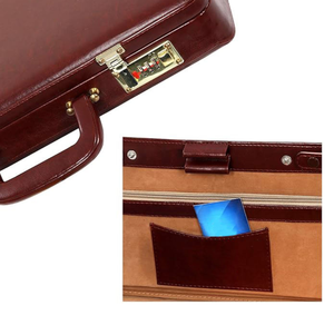 Maletín de Cuero Genuino de Lujo Color Marrón con Candado de Combinación, Bolsa de Documentos de Viaje Unisex de Alta Calidad para Negocios - Product Image 4