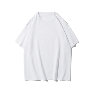 Oversized Unisex Men's Gray 100% Cotton T-Shirt Regular Sleeve O-Neck Casual Knitted Heavy <b>Weight</b> 270g Drop Shoulder Fit <b>Blank</b> - Product Image 4