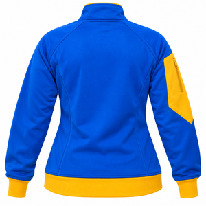 Chaqueta Azul Rey y Dorado para Mujer con Cremallera Completa, Diseño de Escudo Bordado 1922, Cuello Alto, Manga Larga, Ropa Deportiva Casual - Product Image 4