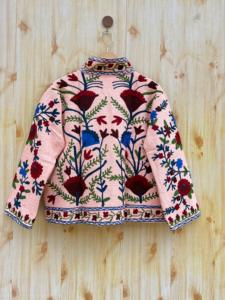 Indian Handmade Peach Cotton Suzani Embroidered Jacket <b>Coat</b> for <b>Women</b> Casual Winter Outerwear Open Front Bridesmaids Gift - Product Image 2