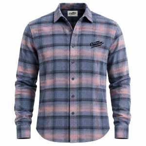 Custom Men's Long Sleeve Plaid Shirt 100% Cotton <b>Button</b> Down Casual Regular Fit Winter Woven Flannel Front Logo Single <b>Button</b> - Product Image 1