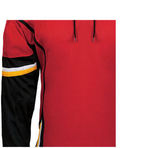 Maillot de hockey sur glace personnalisé par sublimation pour homme, rouge et noir, manches longues, anti-humidité, col en V, fermeture à nouer, vêtement d'hiver pour adulte - Product Image 4