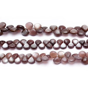 Perles de pierre de lune AAA+ 6mm-11mm, forme cœur lisse, couleur chocolat foncé, pierres précieuses naturelles pour bijoux - Product Image 1