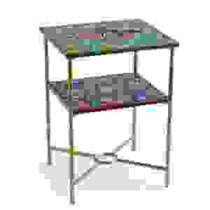 Designer Green Bone Inlay <b>Table</b> – Premium Handcrafted <b>Stool</b> <b>Table</b> for Interiors Ottomans - Product Image 1