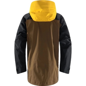 Chaqueta de esquí impermeable con capucha para hombre, diseño color block en marrón, negro y amarillo, con cremallera, deportiva, para invierno y actividades al aire libre. - Product Image 6
