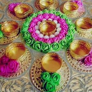 Tapis Rangoli Moderne en Bois Antidérapant et Durable Sunita Textile, Doré, Écologique, pour Mariage, Décoration Florale et Porte-Bougie Festif pour la Fête des Mères - Product Image 6