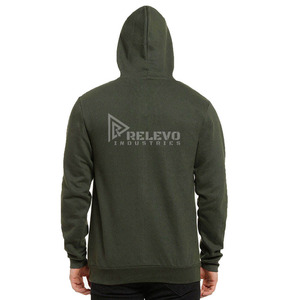 Sweat-shirt à capuche zippé vert olive pour homme avec poche avant, coupe classique, respirant, décontracté, en coton pour l'hiver - Product Image 3