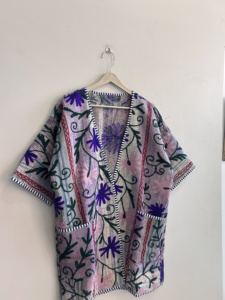 Vintage Indian Suzani Kanth Handmade <b>Boho</b> Jacket Breathable Recycled Jacket - Product Image 3