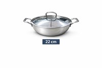 Wok Kadai de Acero Inoxidable Premium con Tapa y Doble Asa, Sartén Profunda para Cocinar Curry, Ideal para Cocina India, Restaurantes y Hoteles
