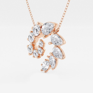 Colgante de Cadena con 3 Diamantes Cultivados en Laboratorio de Diferentes Formas, Diseño en Espiral, para Mujer, Elegante, Brillante, Joyería para Uso Diario - Product Image 1