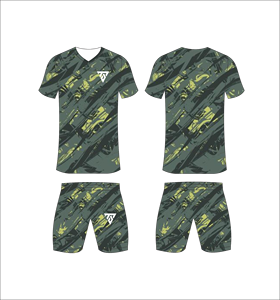 Conjunto de Uniforme de Fútbol Personalizado por Sublimación para Hombre, Verde Menta, Azul Marino, Patrón Geométrico de Mitad de Tono, Uniforme de Fútbol de Secado Rápido para Entrenamiento - Product Image 3