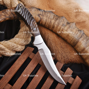Couteau de chasse extérieur personnalisé UA Supplies, lame en acier inoxydable, manche en corne de bélier, étui en cuir, 10 pouces, fabrication OEM industrielle, marque privée - Product Image 3