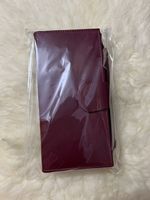 Dompet Wanita Kulit Warna Merah Anggur, Dompet Panjang dengan Tali Pegangan, Penutup Magnetik, Aksesoris Fashion, Dompet Jinjing
