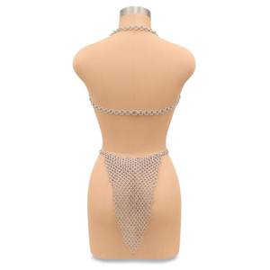 <b>Silver</b> Plated Stainless Steel Chainmail <b>Bikini</b> Set Irregular Fashion Armor Wear for Women - Product Image 2