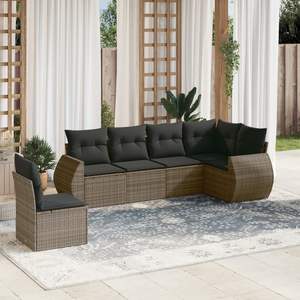 Ensemble de canapés de jardin gris foncé en rotin PE avec coussins imperméables, design contemporain - Product Image 3