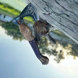 Hacha Vikinga Nórdica, Estilo Clásico Industrial con Barba, Cabeza de Acero al Carbono, Mango de Madera Natural, Decorativa, para Reenactment, Campismo al Aire Libre - Product Image 2