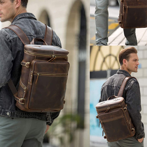 Best Quality Unisex Casual Genuine <b>Leather</b> <b>Backpack</b> with Zipper Closure Personalized <b>Large</b> Capacity <b>Leather</b> <b>Backpack</b> Bag - Product Image 6