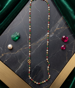 DIVYORO Collar de rosario con cuentas tricolor, imitación de perlas, aleación de cobre chapada en oro, joyería religiosa clásica para rezar, regalo unisex - Product Image 2
