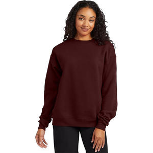 Sweat-shirt en molleton de coton premium pour homme, couleur bordeaux uni, col rond, logo personnalisé, vêtements décontractés d'hiver - Product Image 3