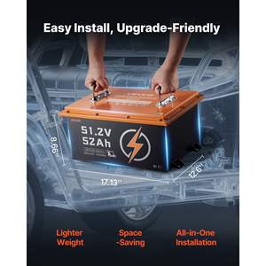 Batterie de chariot de golf 48V (51.2V) 52AH avec chargeur 15A, BMS 100A, affichage Bluetooth APP, 4000 cycles pour moteurs de pêche à la traîne et chariots de golf - Product Image 4