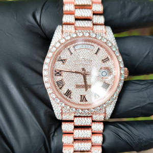 Montre en acier inoxydable verre moissanite Vvs testeur de diamants pour hommes usine de luxe glacé de haute qualité Buss Quartz - Product Image 2