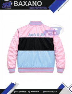 Chaqueta de carreras bordada para mujer de la hermandad Jack And Jill Of America, ropa griega vintage, chaqueta de carreras estilo universitario en rosa y azul. - Product Image 6