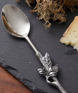 Ensemble de 2 cuillères à manche en forme de feuille, en métal plaqué argent, style vintage, compatibles lave-vaisselle, pour une table élégante - Product Image 4