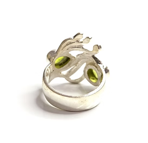 Unique Design Two-Peridot <b>Ring</b> <b>Crafted</b> in 925 Silver - High Quality Vintage Jewelry Manufacturer JAIPUR SILVER - Product Image 4