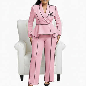 ชุดสูทลำลองผู้หญิงทรงสลิม ดีไซน์ล่าสุด กระดุมสองแถว ผ้าทอผสมคอตตอนและโพลีเอสเตอร์ สำหรับงานทางการและธุรกิจ - Product Image 6