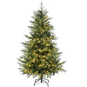 Albero di Natale Artificiale da Interno 6 Piedi con Luci LED Bianco Caldo, 8 Modalità di Illuminazione, Apertura Automatica per Decorazioni Festive - Misure 180cm 210cm - Product Image 1