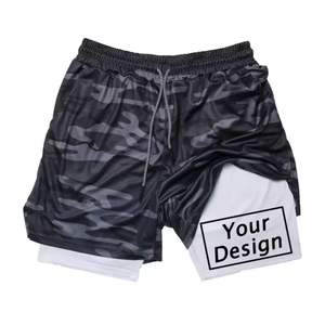 Custom Print <b>Men's</b> 2-in-1 <b>Compression</b> Gym <b>Shorts</b> with Phone Pocket High Street Style Solid Patterned Basketball <b>Shorts</b> - Product Image 2