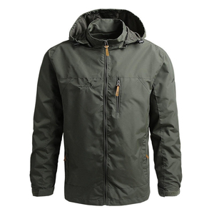 <b>Men's</b> hooded windbreaker <b>jacket</b> <b>Waterproof</b> sporty <b>jacket</b> <b>men</b> <b>Green</b> color block outerwear Front zip pocket <b>jacket</b> - Product Image 3