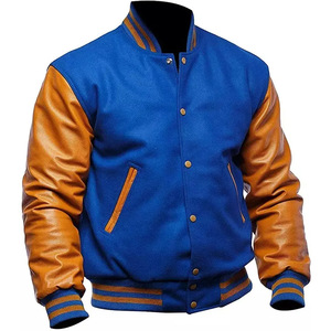 2025 Men's Customized Size Blue <b>Yellow</b> Varsity Letterman <b>Jacket</b> High Quality Fabric Baseball Bomber New Design for Winter - Product Image 2