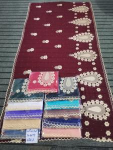 Châle en voile de coton de luxe africain, broderie florale, écharpe à strass, respirant, hijab pour femmes musulmanes - Product Image 2