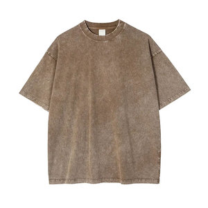 เสื้อยืดผู้ชายไซส์ใหญ่ ล้างสีแบบแอซิด คุณภาพสูง คอกลม ผ้าฝ้าย 100% เป็นมิตรกับสิ่งแวดล้อม แห้งเร็ว ทรงหลวม - Product Image 1