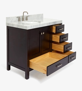 Venta al por mayor: Mueble de baño Abigail de 42 pulgadas con lavabo a la izquierda, solo mueble, 6 opciones de acabado, venta al por mayor, fábrica de Vietnam - Product Image 4