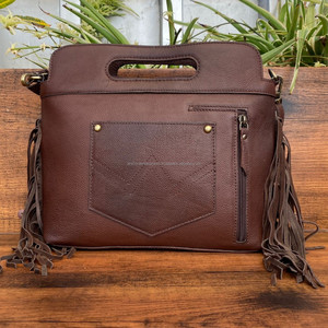 Custom Luxury Hand Tooled Cowhide Leather Fringe Crossbody Bag Manufacturer Genuine Leather Women's Top Handle Shoulder <b>Handbags</b> - Product Image 5
