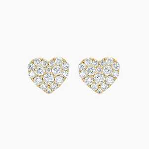 Heart Shape Round Lab Grown Diamond Stud <b>Earrings</b> 14K Solid Gold Dainty Push Back Classic Everyday Wear Charming Studs Wholesale - Product Image 1