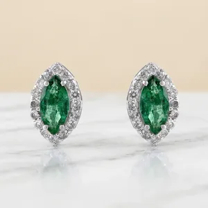 ต่างหูเพชรและมรกตเงินแท้ 92.5 KLST-30408 - Product Image 5
