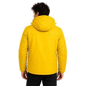 Chaqueta Acolchada con Capucha para Hombre, Color Amarillo Sólido, Impermeable, Resistente al Viento, Aislante para Invierno, Abrigo Térmico para Exteriores, con Cierre Completo, OEM ODM - Product Image 5