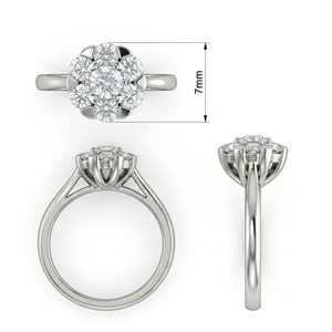 Ensemble de tension de bijoux à la mode de Hong Kong 18K or blanc massif naturel véritable diamant bijoux fins bague de fiançailles pour femme - Product Image 6