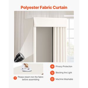 Camerino mobile Beige nero 39X39X81 pollici armadio portatile tende spesse Privacy spazio robusto gancio in metallo per - Product Image 3