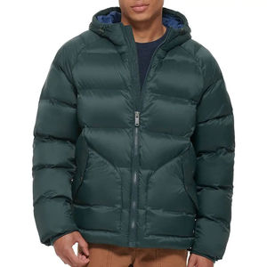 Men's Winter Woolen Nylon <b>Hooded</b> <b>Padded</b> Warm Quilted Insulated Lightweight Water Resistant Casual Outdoor Puffer <b>Jacket</b> - Product Image 1
