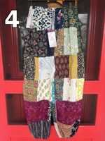 Celana Harem Vintage Motif Bunga India Gaya Boho Patchwork, Pinggang Sedang, Bahan Katun untuk Musim Panas, dengan Kantong Samping dan Tali Serut