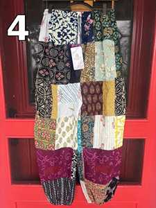 <b>Boho</b> Patchwork Vintage Indian Floral Harem Pants Mid Waist Summer Cotton with Side Pockets and Drawstring Closure - Product Image 2